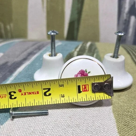 Vtg Porcelain Rose Drawer Knobs x 10 Shabby Chic Cottage Core Cabinet Knob Japan - Picture 3 of 8